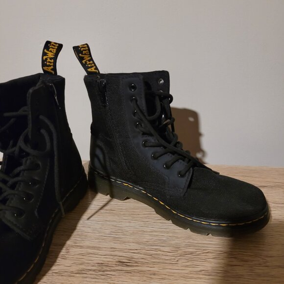 Doc Martens Combs Kids Synthetic Leather High Top Side Zip Combat Boots SZ 3 - Picture 3 of 6